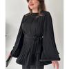 Nuovo Set Moda Donna 2024: Top Pieghettato con Lacci e Pantaloni a Gamba Larga