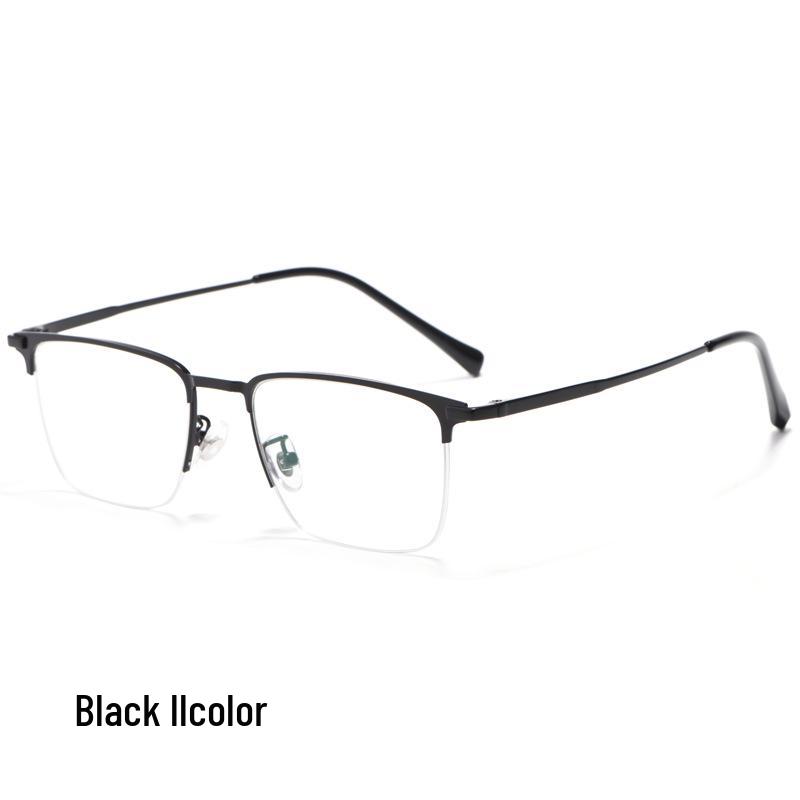 Ultra-Light Men's Half-Frame Alloy Myopia Glasses - Retro Metal Design