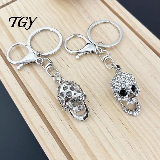 Unisex Keyring Bling Rhinestone Skull Keychain, Halloween Gothic Bag Charm Pendant, Handbags Backpacks Purse Accessory Keychain