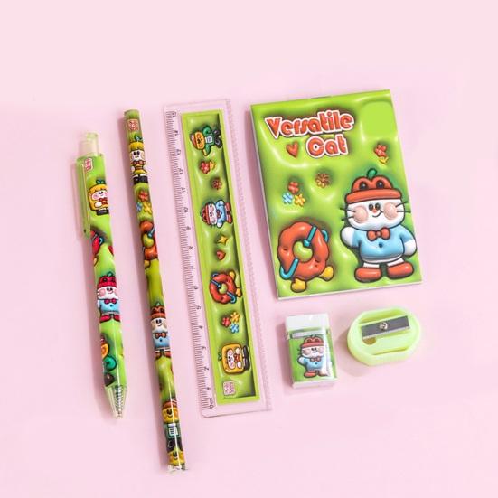 6Pcs School Supply Gift Set with Cartoon Box Elementary Student Stationery Kit for Back To School Kid Learning Essentials Birthday Holiday Present