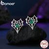 BAMOER Solid 925 Sterling Silver Halloween Spider Web Earrings for Women Hypoallergenic Stud Earrings Birthday Jewelry Gift