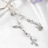Angel Cross Rear View Mirror Charm - Crystal Angel Wing Pendant Hanging Chain, Religious Cross Car Suncatcher Ornament, Spiritual Car Interior Decor