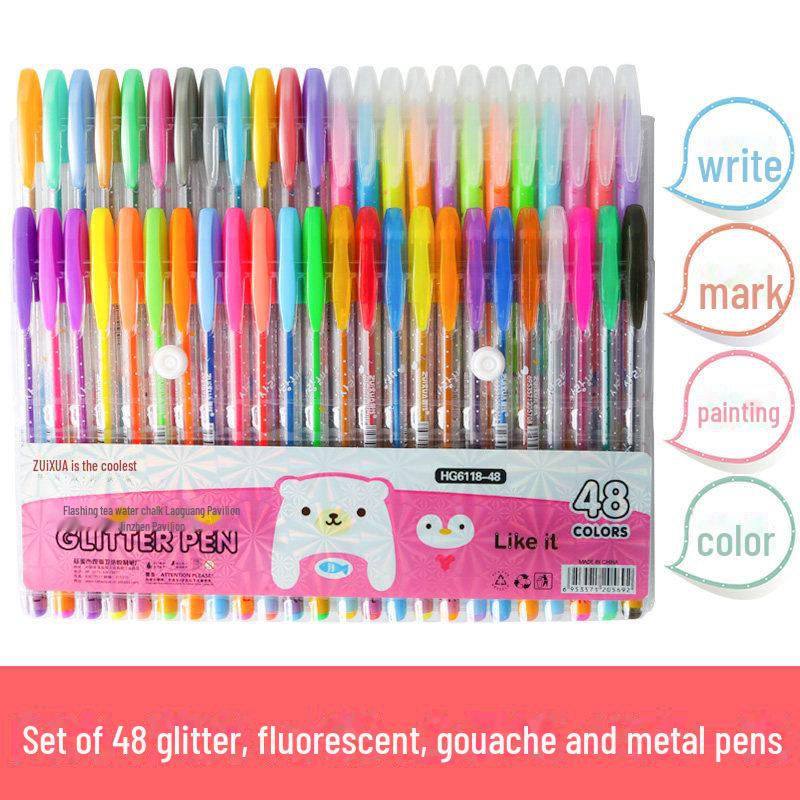 

Акварельные ручки с разноцветными блестками: Флуоресцентный, большой емкости, идеально подходит для детского творчества и раскрашивания