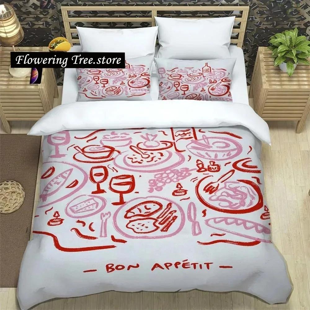 Beautiful Wine Glass Print Sheet Quilt Covers Bedding Dormitory Sheets Three-piece Bedding Set Soft Warm Bedding Set