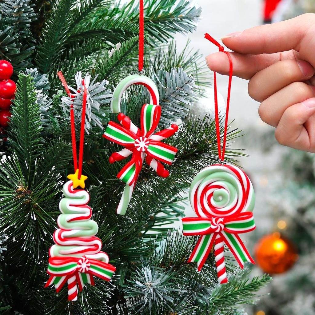 8 Pieces Christmas Candy Ornaments Lollipop Ornament Xmas Decor Candy Cane Hanging Decorations Fake Candy Canes Crafts for Xmas