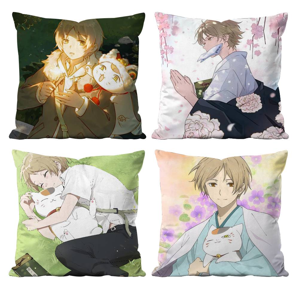N-NatSUme's Bo-ok of Friends Anime Pillow Case Anti-dustmite Pillowcase Invisible zipper silky short plush Sofa cushion cover