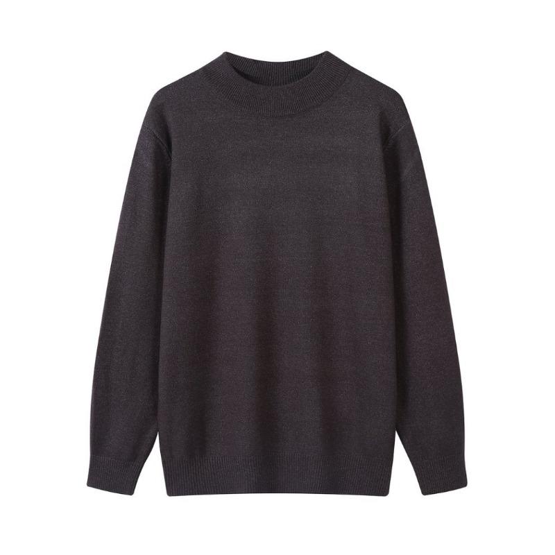 Autumn and winter new solid color simple round neck imitation cashmere sweater men's loose casual warm top women