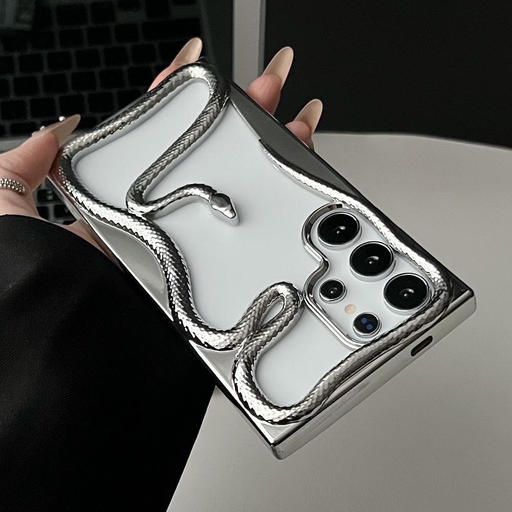 Hollow 3D Snake Phone Case For Samsung S25 Ultra S24 S23 S22 A56 A36 A26 A16 A55 A54 5G Heat Dissipation Soft Cover funda