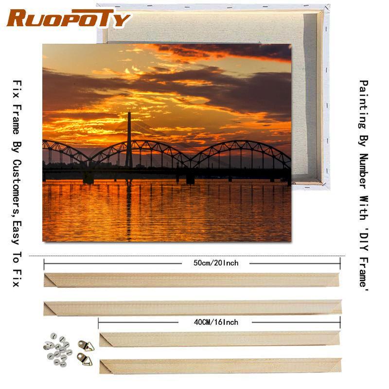 RUOPOTY Oil Painting By Numbers Seaside Landscape Wall Art Unique Gift Hand Painted Picture By Numbers Sunset For Living Room