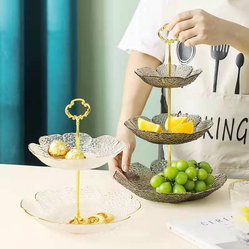Nordic Luxury Glass 3-Tier Fruit & Snack Plate