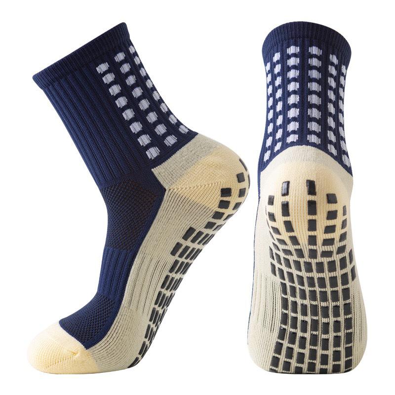 Unisex Anti-Slip Breathable Mid-Calf Football Socks with Moisture-Wicking Terry Sport Bottom