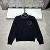 Xiangjia 2025 Embroidered Heart & Letter Knit Pullover - Round Neck, Long Sleeve, Age-Reducing Casual Versatile Winter Top