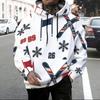 Herren Plus Size Weißer Lacrosse-Print Langarm Kapuzenpullover mit Kordelzug Kängurutasche Pullover