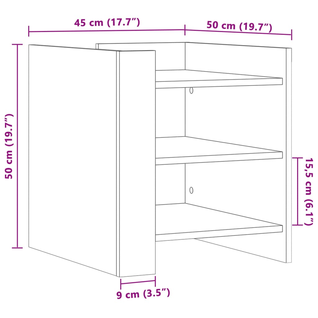 Nightstand Concrete Grey 45 x 50 x 50 cm Particleboard