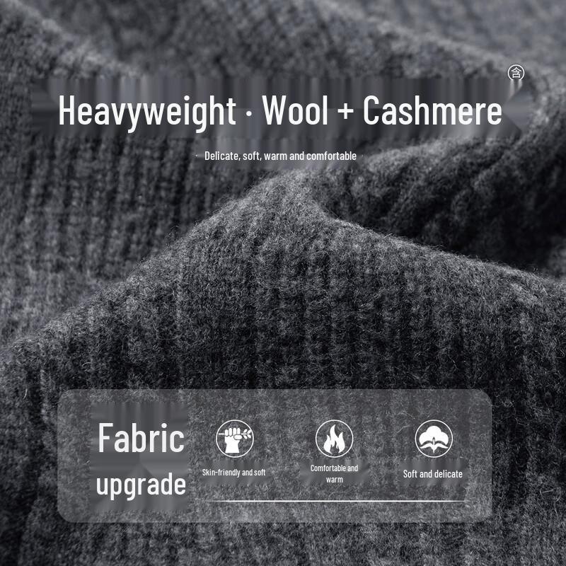 Hodo Men's Thickened Wool-Blend Crewneck Sweater