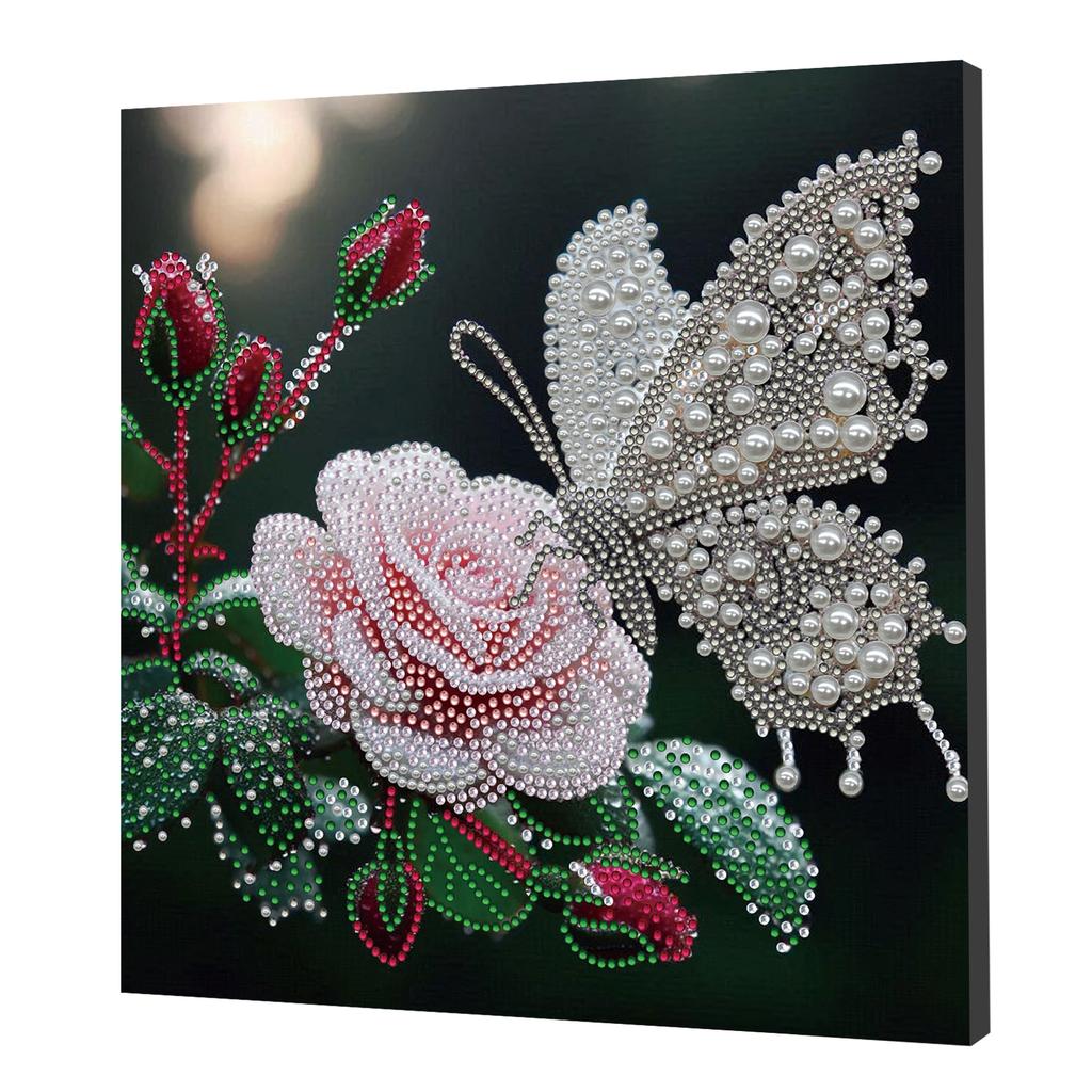 Diamond Dots Pearl Gem Painting with Frame 9.84x9.84in DIY Pearl Art Painting Set for Adults & Beginners Home Wall Decor