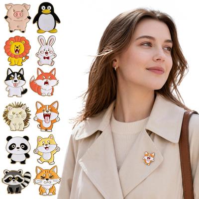 Enamel Animal Pin, Cartoon Cat Dog Panda Lion Design Brooch, Scratch-Resistant Lapel Badge Small Accessories for Jackets Bags Hats Gifts