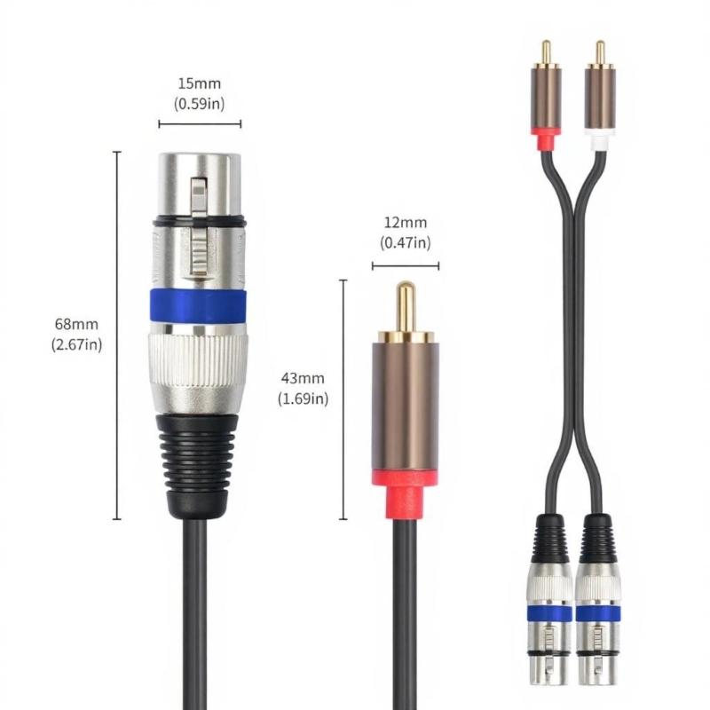 Double Female to Double Male Metal Texture Sound Cable Gold Plated Connectors Studio Grade Interconnects
