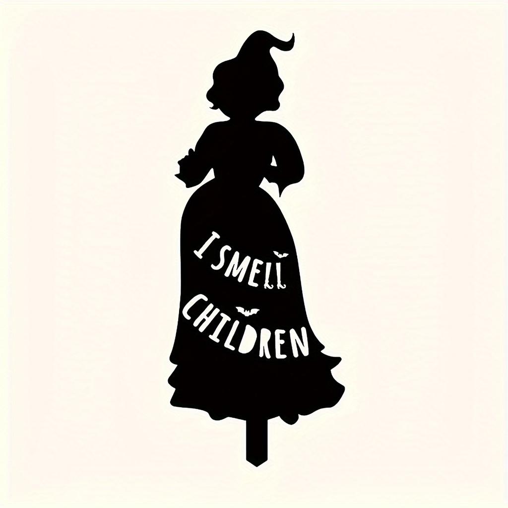 1pc Halloween Witch Iron Silhouette Patio Sign with Stake Outdoor Lawn Decoration Halloween Party Supplies