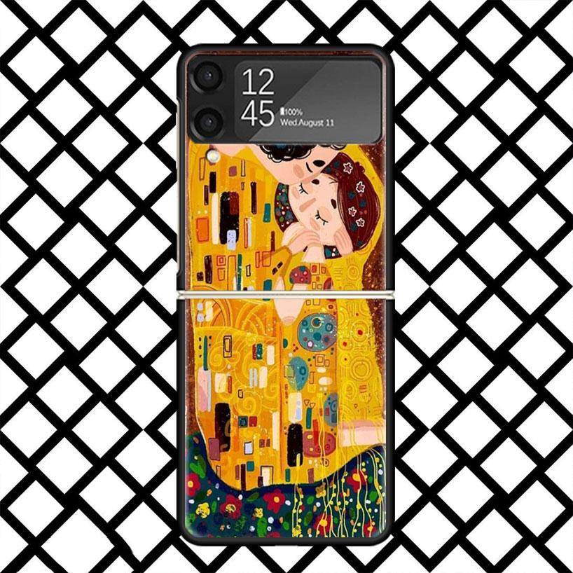 

Kiss by Gustav Klimt Phone Case For Samsung Z Flip 7 6 5 4 3 Galaxy ZFLIP7 ZFlip6 5G Flip5 Flip4 Flip3 5g Black Hard Cover Samsung Z Flip 4