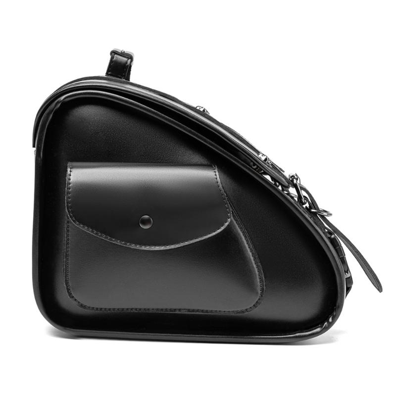 Retro Punk Motorcycle Seat Bag Strong PU Leather Waterproof Tool Storage Easy Mount Side Bag for Bike Riding