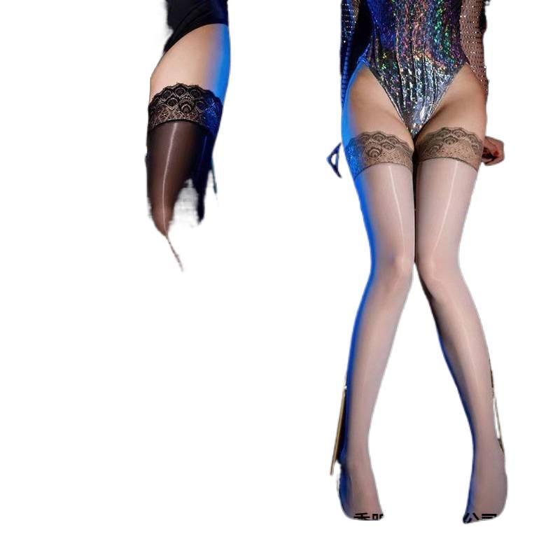 Silky Shiny Lace Silicone Non-Slip Long Thigh-High Stockings