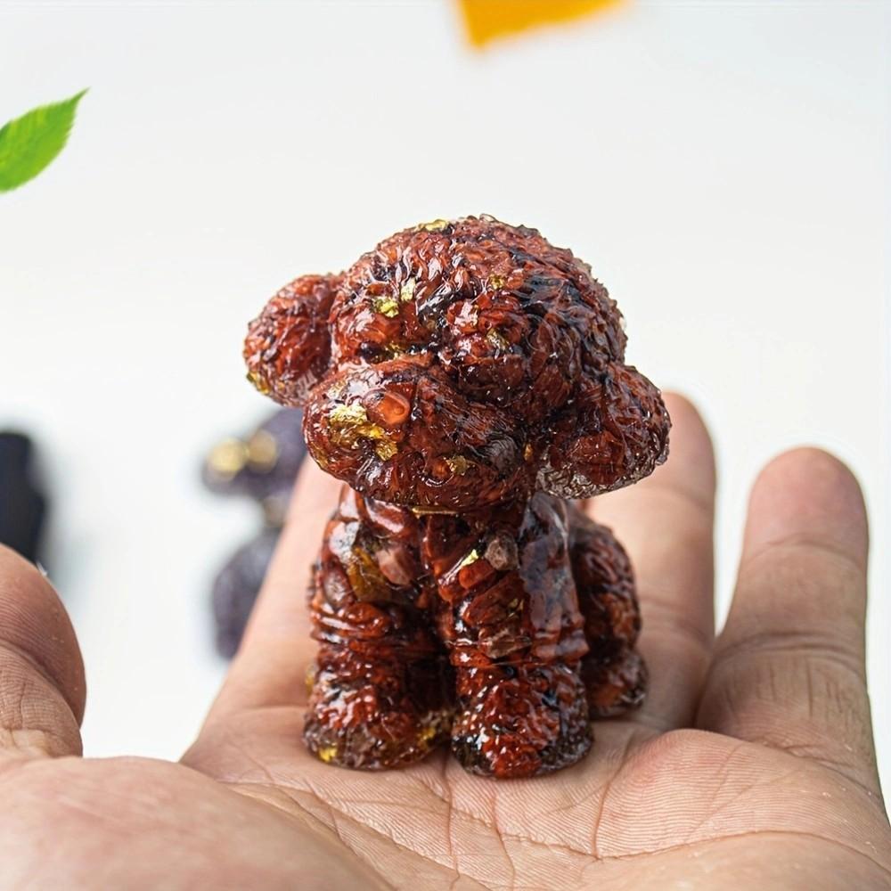 Figurine Chien Teddy Art Résine Décoration Cristal Pour Cadeau Et Décoration Intérieure