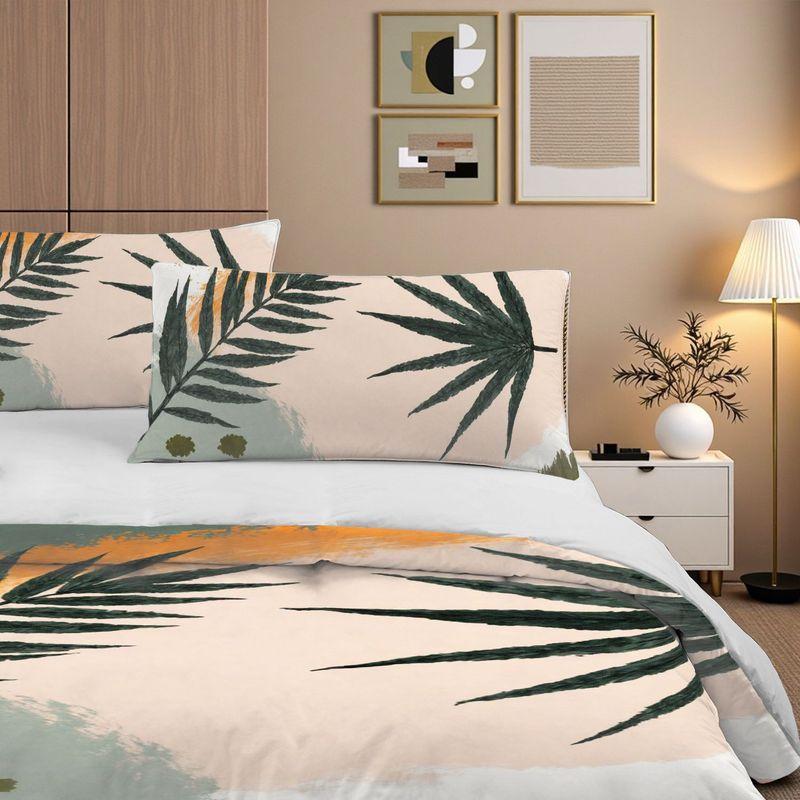 3Pcs Bedding Pillowcase Quilt Cover Set Modern Style Plant Pattern 2D Digital Printing Suitable For Bedroom Dormitory Decoration