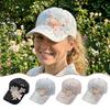 Mesh Breathable Duck Tongue Hat Embroidered Flowers Rebound Cap Sunshade Hat  For Women  Girls