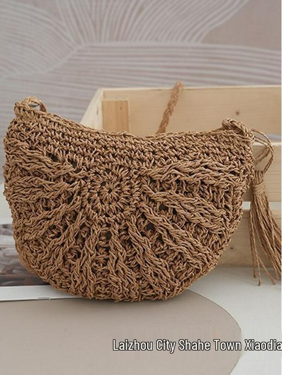 2024 Handgefertigte gewebte Stroh-Umhängetasche - Damen Beliebte Sommer-Schultertasche für Strandurlaube