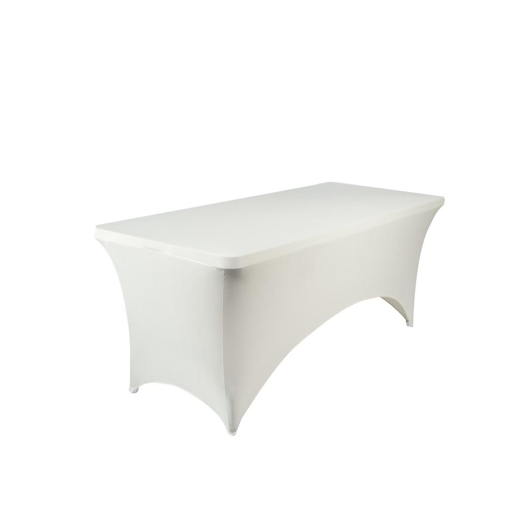 Quality Top Rectangular White Black Lycra Fitted Spandex Table Wrap Cover