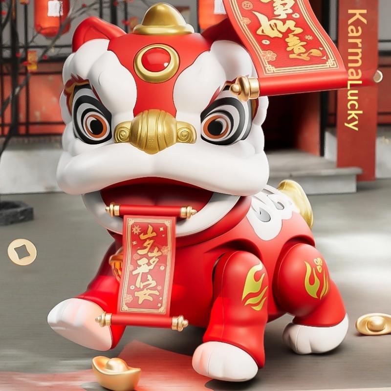 Attracting Wealth Dragon Dance Lion Toys Chinese Style Diy Crafts Lion Statue Figure Toys Press Couplet  Year Toys