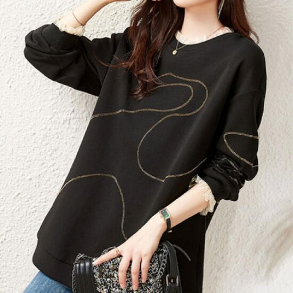 Navava Women S Vintage beadS Frill Long Sleeve SweatShirt Nb1813