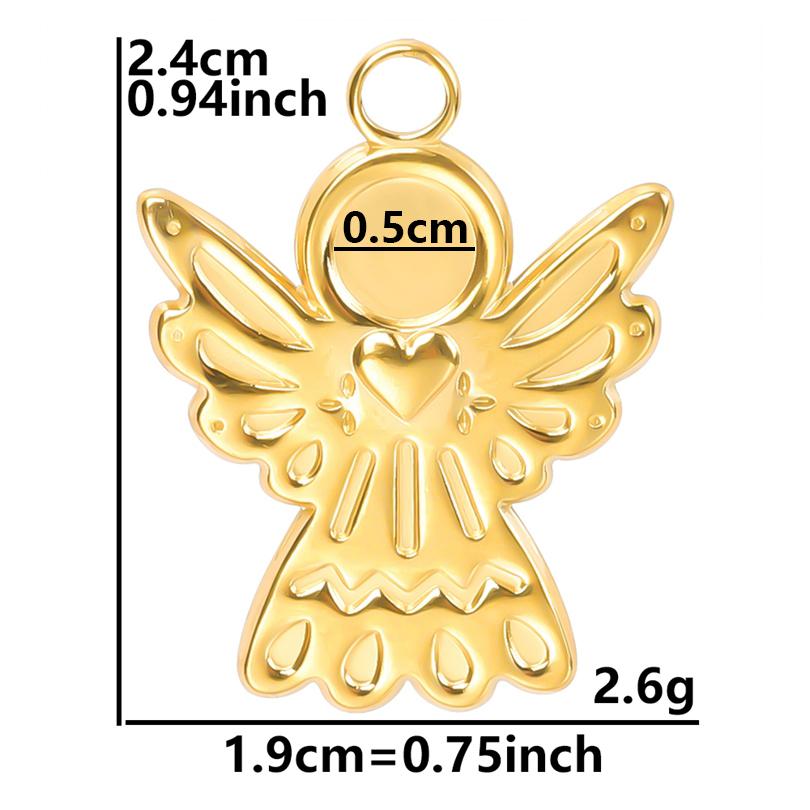 6Pcs Heart Sun Angle Pendants Base Flat Bails Round Stainless Steel Charms For Jewelry Making Supplies Diy Enamel Stone Crystal
