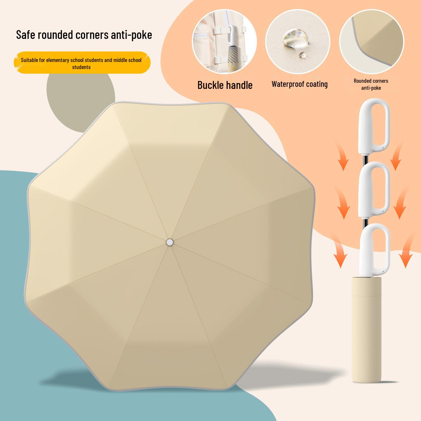Детский безопасный автоматический зонт - Защита от проколов, Закругленные углы для школьников
