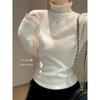 Lace Semi-turtleneck Knitted Sweater Women's Autumn and Winter Slim-fitting and Thin Shoulder Long-sleeved Bottoming Sweater Basic Top