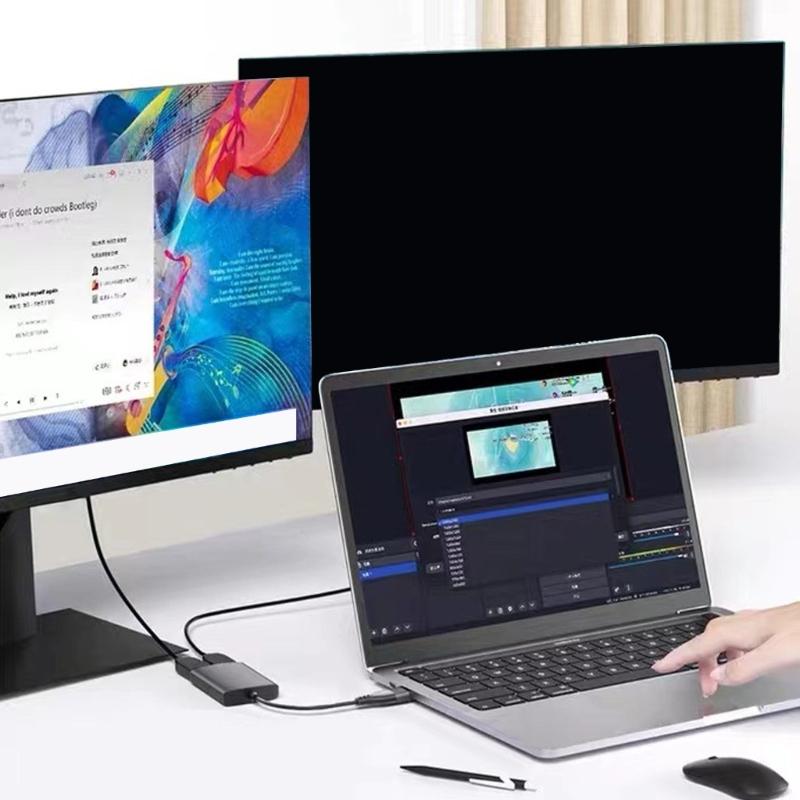 Double Screen HDTV-compatible Converter USB C to 2 HDTV-compatible Adapter Supporting Multple Systems for Laptop Works