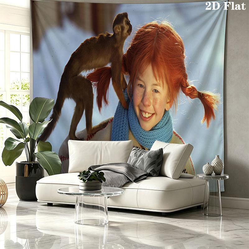 Inger Pippi Wall Tapestry, Aesthetic Printed Fabric Blanket, Suitable for Bedroom, Living Room, and Home Decor.