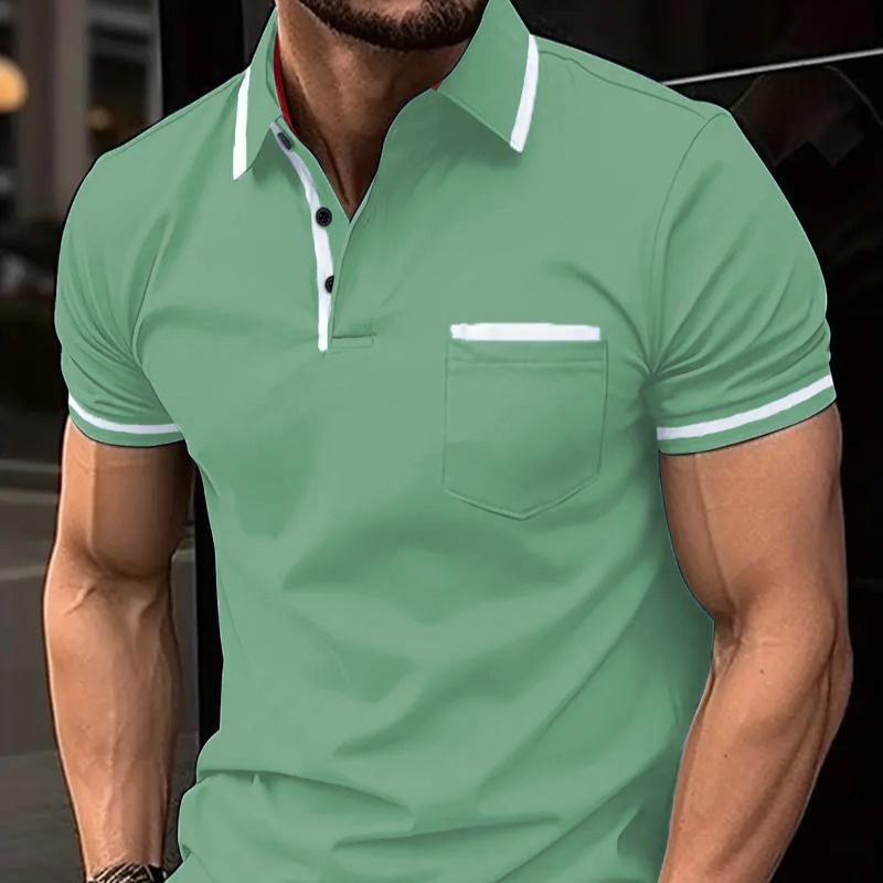 Polo à manches courtes pour homme, avec poches boutonnées et poches latérales