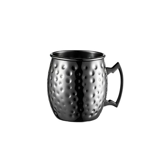 Hammered Copper Plated Mule Moscow Steel Cocktail Mug Stainless Cup with Double S чёрный