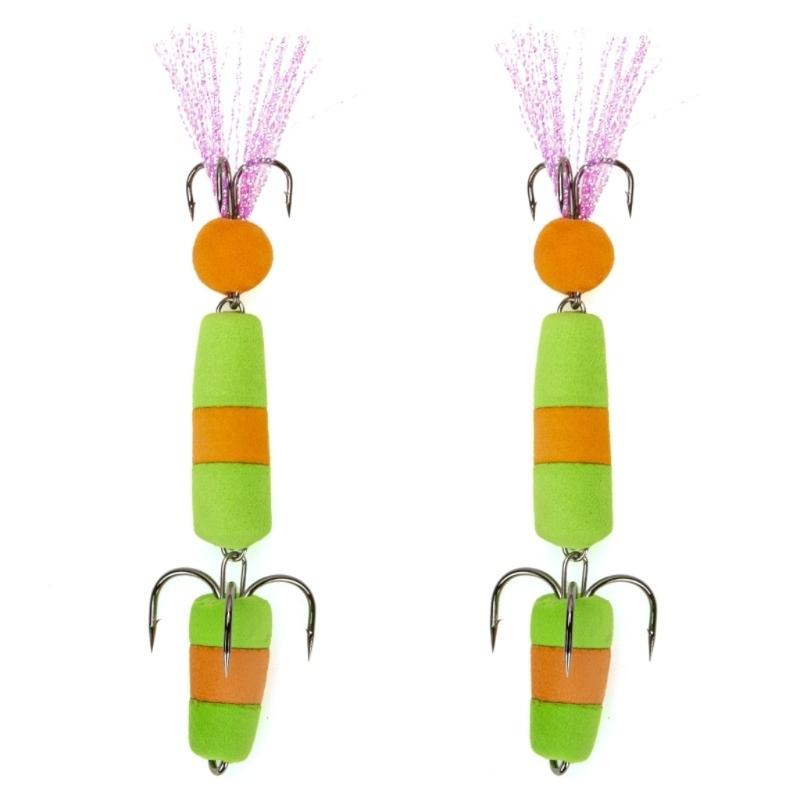 2pcs Light Weight Foam Baits Soft Fishing Baits High Density Foam Swim Baits with 2 Hook Fishing Tackle Foam Lures