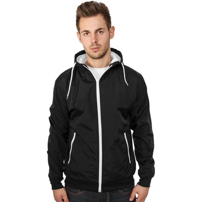 Coupe-Vent - URBAN CLASSICS - CONTRAST WINDRUNNER - Noir / Blanc - 100% Nylon - Confortable Et Élégant