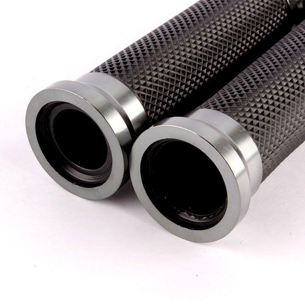 evomosa Motorcycle Universal Motorcycle Aluminum Bar CNC Hand Left and Right Set Clips, Clips, Ends, 22.2mm, Grips, (Titanium)