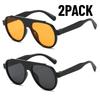 2PACK New Fashion Men Women Sunglasses Large Frame Retro Glasses Uv Protection for Outdoor Travel Eyewear Mountaineering Glasses