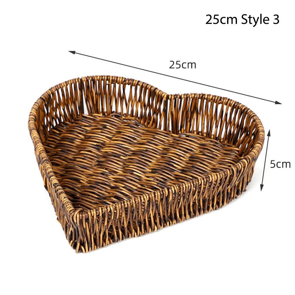 1Pcs Round Shape Storage Tray Breakfast Bread Food Plastic Rattan Threads Basket