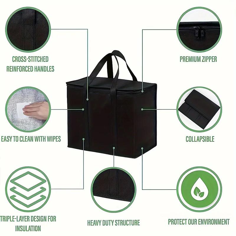 Large Insulated Delivery Bag Food Aluminum Foil Cooler Bag Foldable Portable Catering Grocery Bag
