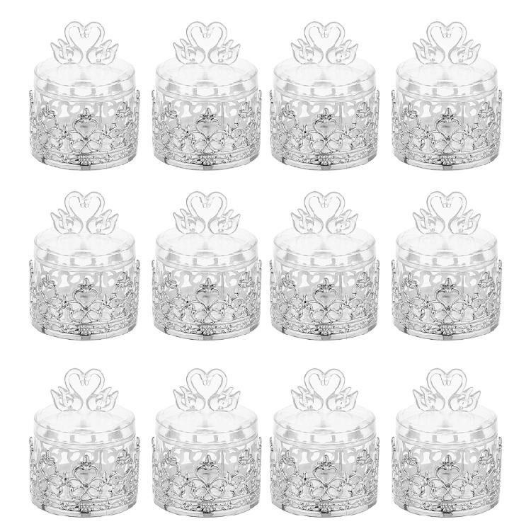 12pcs Elegant Candy Storage Box with Lid Decorative Candy Jar Decorative Sugar Holder Practical Wedding Party Supplies