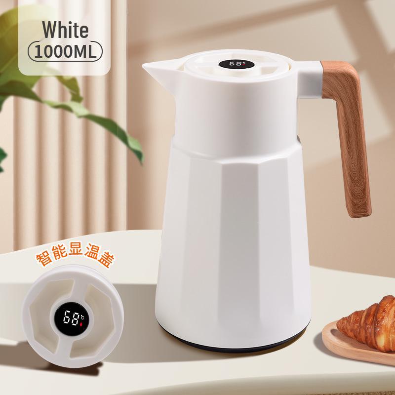 Large-Capacity Insulated Kettle with Wooden Handle and Smart Temperature Control