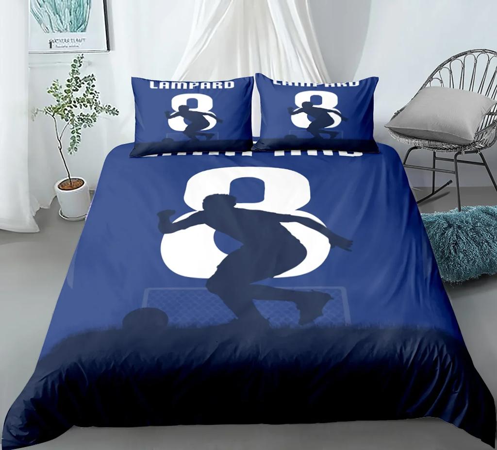 Soccer Player Twin Duvet Cover,Soccer Professional Player Kick Ball Championship Polyester Bedding Set Queen/Full/King/Twin Size