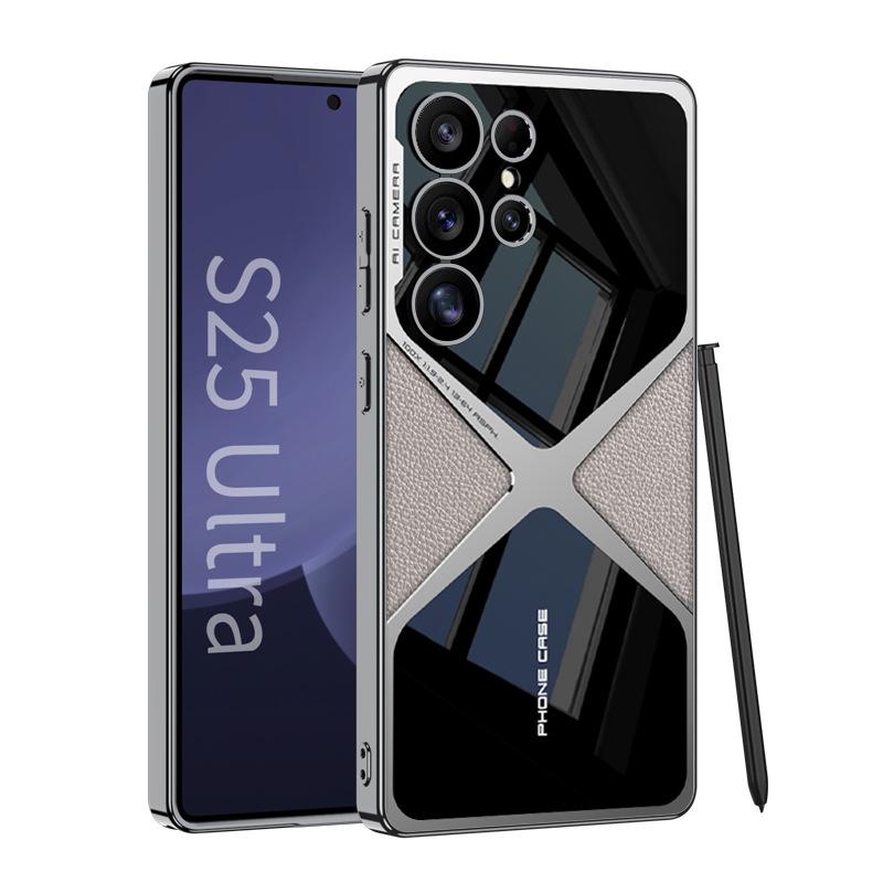 Samsung S25ultra Mobile Phone Case Electroplated Plain Leather Ultrasonic Ultrathin Case S25ultra Anti Fall Protection Case